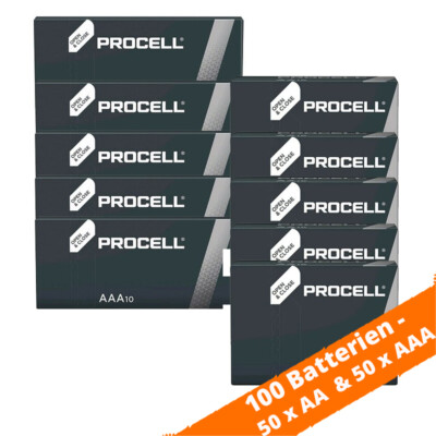 50 x Procell AA Mignon LR6 & 50 x AAA Micro LR03 Batterien 1,5V Constant Alkali