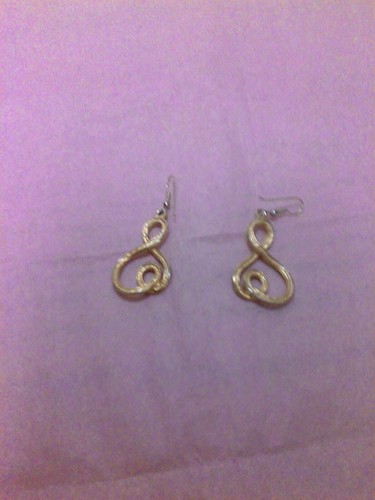 Costume Jewelry Gold Tone Double S Shaped Dangle Pierced Earrings - Picture 3 of 4