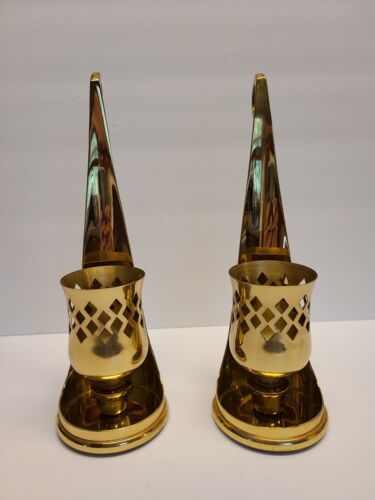 Coated Brass Midcentury Vintage Style Taper Candle Holder 11.25" t Gothic Vibes - Picture 1 of 3