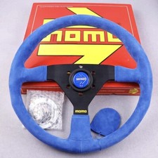Momo Mc Classic 350mm 14 Blue Suede Leather Sport Steering Wheel Thicked Spoke