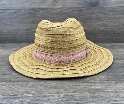 Millymook Girls Flora Bella Striped Raffia Fedora Hat Sunsets Natural Size One