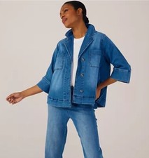 Marlawynne Denim Pleat Back Jacket. Mid Wash Indigo. Size 2xl. Bnwot. Rrp £90