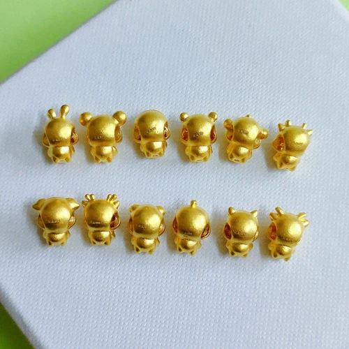 1pz Ciondolo Puro 999 24K Oro Giallo Fai Da Te 3D Uomo Donna Zodiaco Tigre Drago - Foto 4 di 6