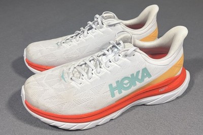 Hoka Mach 4 Mens Size 12.5D Running Shoes White Fiesta Orange 1113528WFS *READ*