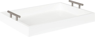 Lipton Modern Rectangular Tray, 16.5 X 12.25, White and Silver, Decorative Accen