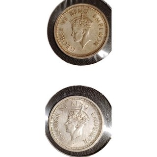 Two (2) 1944 India 1 Rupees. Both From Bombay Mint. NOTICE THE INCREDIBLE TONING