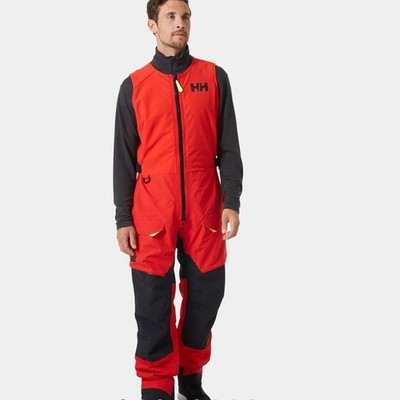 Helly Hanson Men's Ægir Race Salopette 2.0 in alert red NWT S