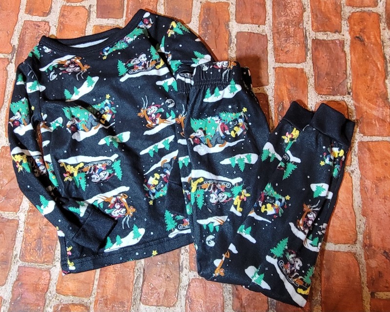 Disney Toddler Pjs Pajama Set Christmas Sz 5t Mickey Minnie Pluto Goofy