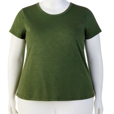 NWT Time and Tru Women  s Slub Jersey Crewneck Tee Size XXXL 22 - Green