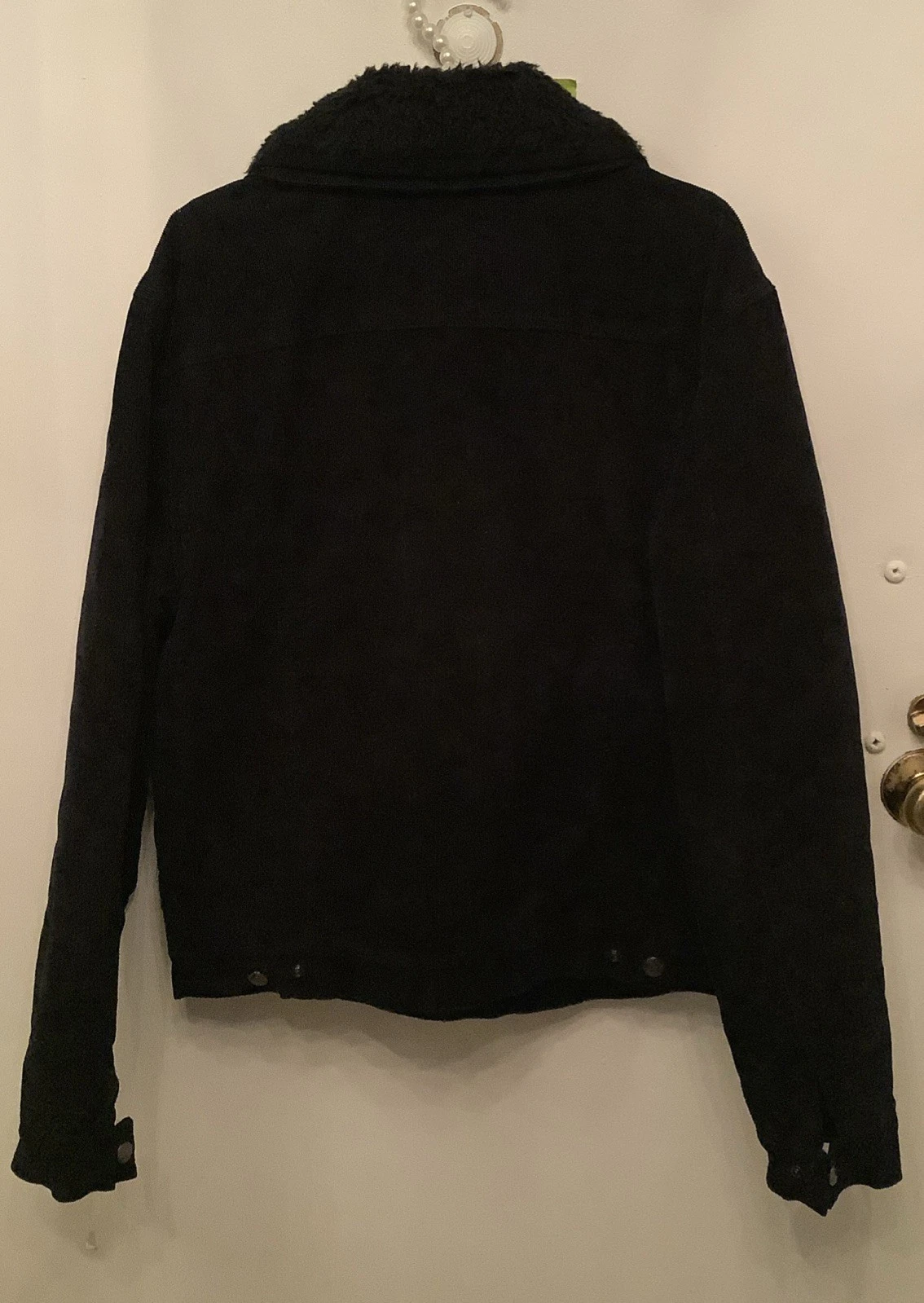 Acne Studios Black Corduroy Trucker Jacket Removable Fur Collar Snap Button Sz52 - product detail image 2