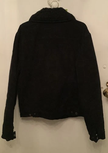 Acne Studios Black Corduroy Trucker Jacket Removable Fur Collar Snap Button Sz52 image 2