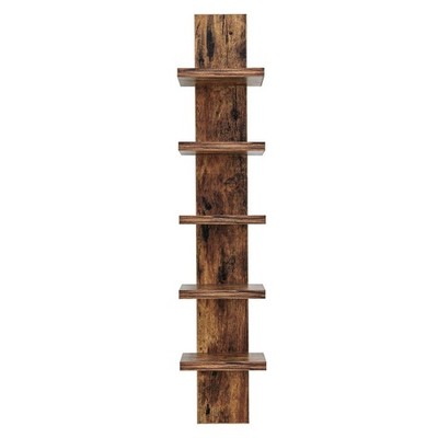 DANYA B 5 Tier Wall Shelf Unit Narrow Smooth Laminate Finish - Vertical Colum...