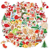 Weihnachten Aufkleber Holografisch GläNzend Vinyl Sticker Deko Basteln 100 StüCk