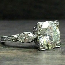 Vintage Art Deco 3,00Ct Diamant Verlobungsring 14k Weißgold Finish Größe J-W