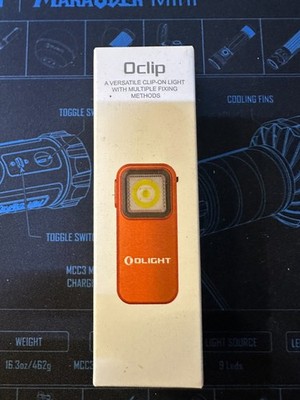 Olight Oclip Orange Light with White and Red Clip-on Light, 300 Lumens, 70 M