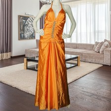 Vintage Jessica McClintock Sunset Sheen Halter Dress L