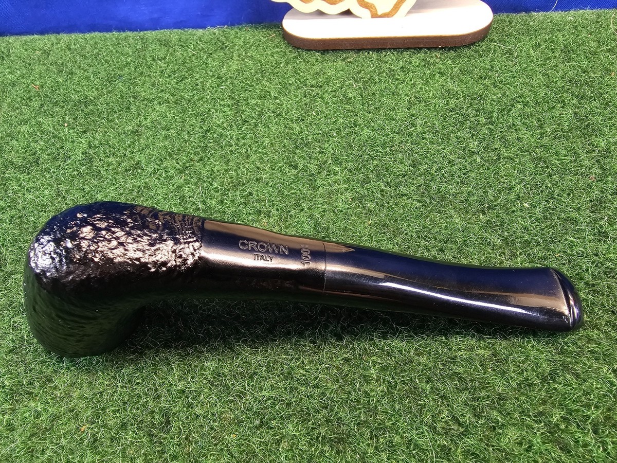 Crown 1001 Black Sandblasted Finish Zulu Italian Briar Smoking Pipe,  Unsmoked