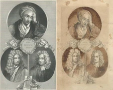 Original 1859 Painting + Print Alexander Pope Jonathan Swift Addison England Art