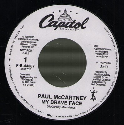PAUL MCCARTNEY MY BRAVE FACE 7'' VINYL promo styrene 7''. plays same both sides. p