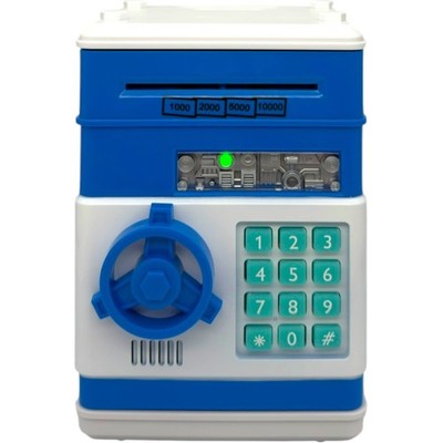 Electronic Piggy Bank ATM Password Cash Coin Can Money Safe Blue Kids Saving Box