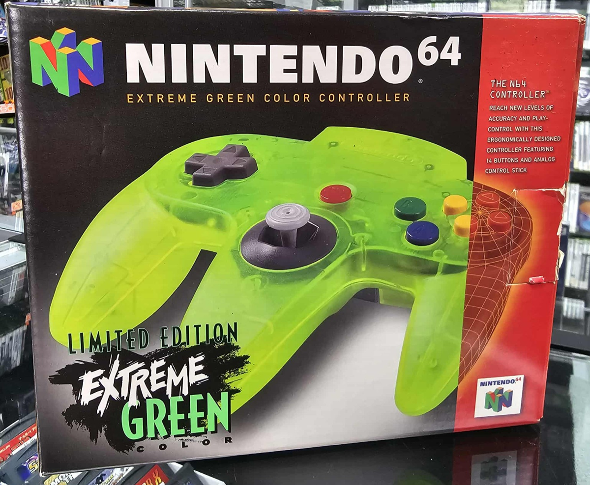 Nintendo 64 N64 Extreme Green Controller Complete In Box CIB Rare