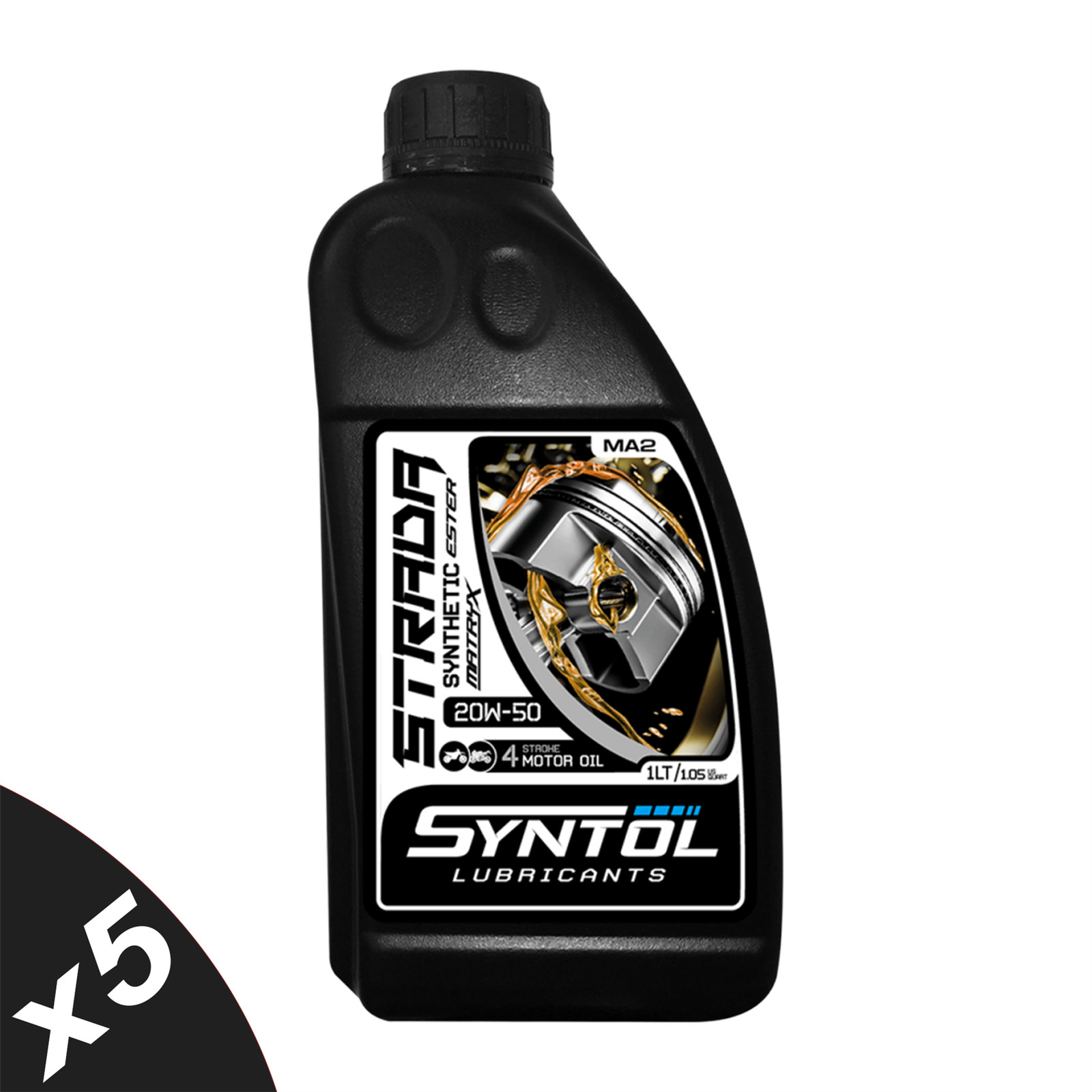 Syntol 20W-50 Fully Synthetic Motorcycle Engine Oil Jaso MA/MA2 API SN SM 5x1L