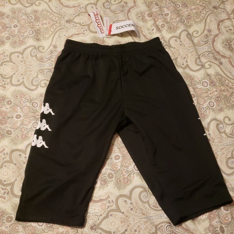 BNWT Kappa Soccer Training 3/4 Shorts/Pants Men's Medium Regular Fit Black