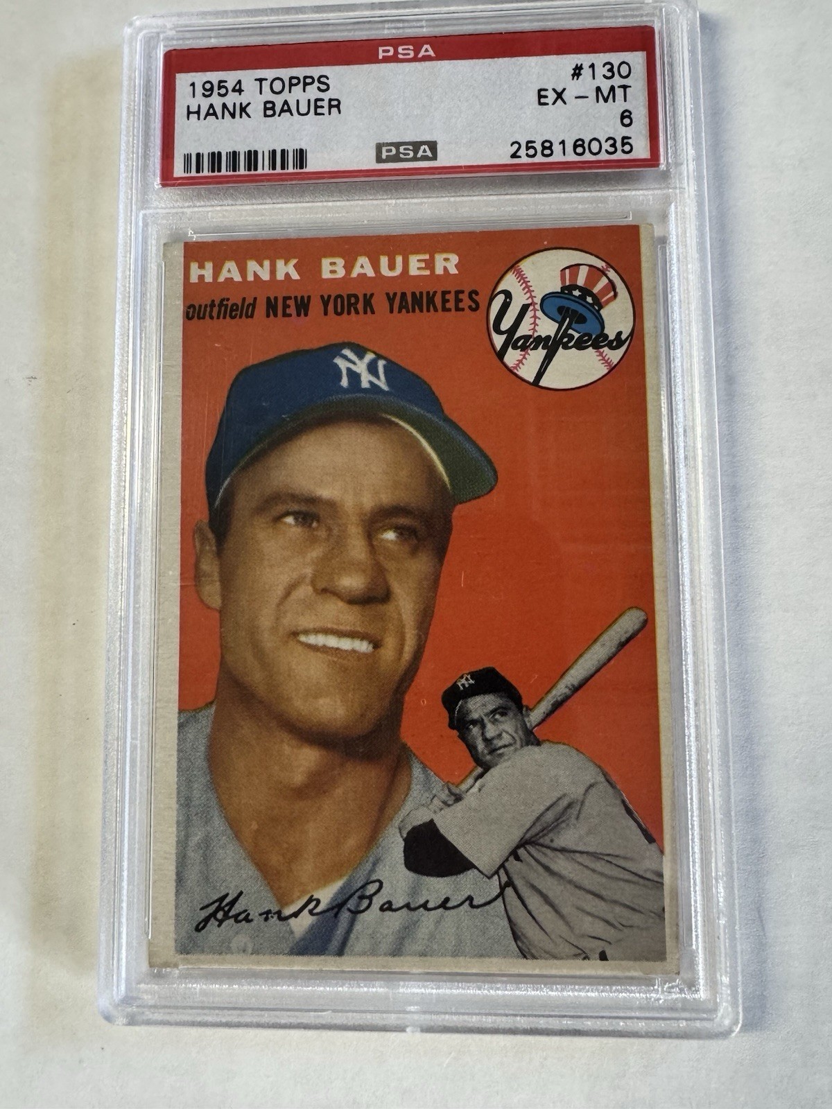 1954 Topps #130 Hank Bauer Yankees PSA 6 - EX/MT