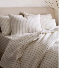 NWOT Quince 100 Linen Duvet Cover Set King Cal King Pencil Stripe READ