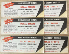 Vintage SIG Manufacturing RC Airplane Model Aircraft Trimcals Decals sets-WHITE