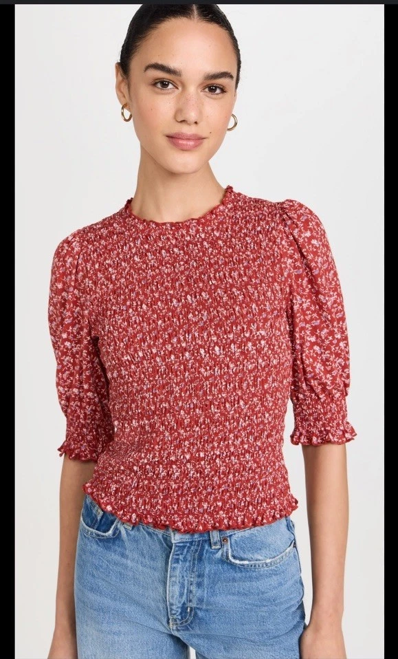 Blusa Verónica Barba Roja Floral Manga Abullonada Talla M Foto 4 de 4