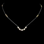925 Sterling Silver Necklace Round Citrine 3mm Pearl Gemstone Jewelry 17.5inches