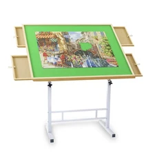 Puzzle Table with Drawers 1500 Piece, Jigsaw Puzzle Table with Legs Adjustabl...