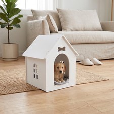 Indoor Dog House PVC Panel For Small Dogs Teddy Pomeranian Bichon White