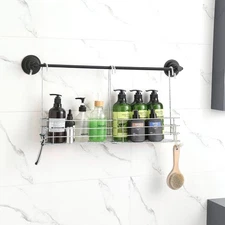 2pcs Single-Layer Hanging Shower Caddy, Rustproof Shelves Rack with Rotatable...