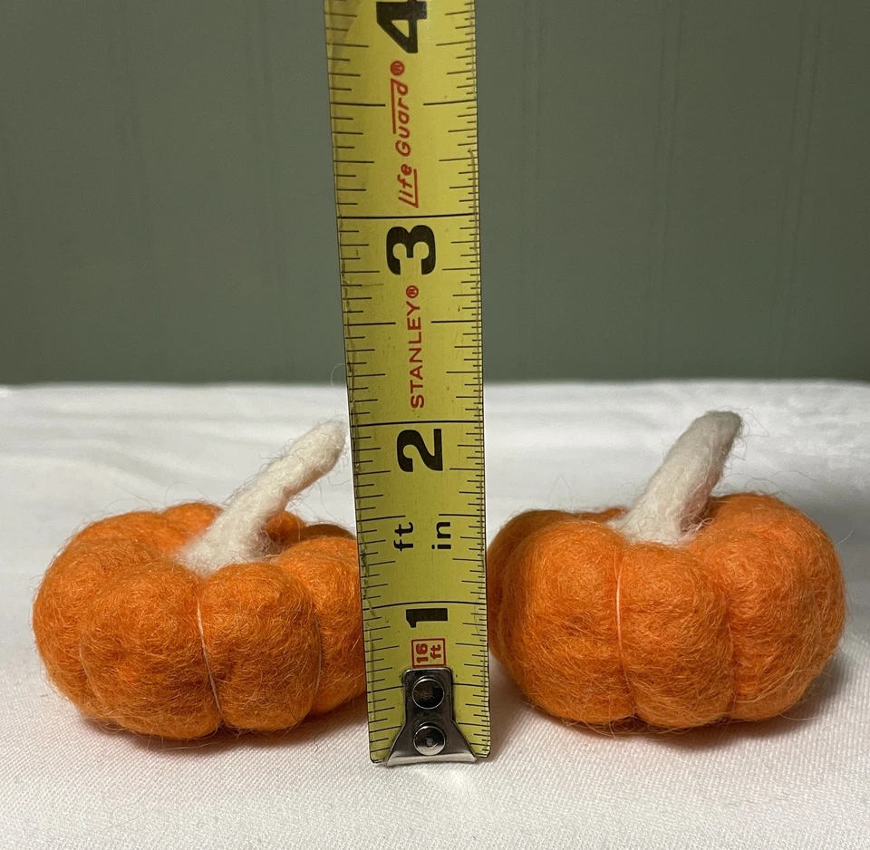 2 Rustic Pumpkins Farmhouse Thanksgiving Needle felted wool Handmade US - Image 3 of 3