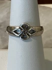 VINTAGE 925 STERLING SILVER FLOWER RING SIZE 7.5 OPENWORK BAND RING