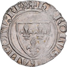 [#138361] France, Charles VI, Blanc Guénar, 1389-1422, Mirabel, Silver, AU(55-58