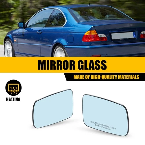 LH RH Side Blue Tinted Mirror Glass Heated For BMW 323Ci 328Ci 330Ci 745i US
