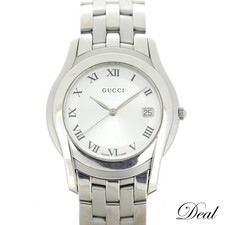 GUCCI G-Class Date 5500M Unisex Watch Silver SS Quartz 35mm