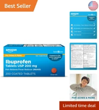 Strong Pain Relief 200Mg Ibuprofen Tablets - 200 Count for Headaches & More