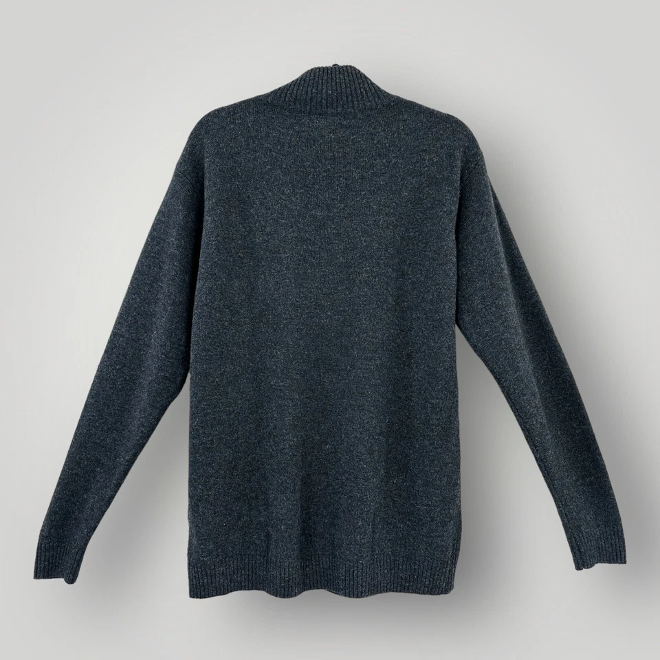 Suéter Woolovers Para Hombre Gris Medio 100% Lana Cuarto Cremallera Manga Larga Cuello Simulado Foto 2 de 4