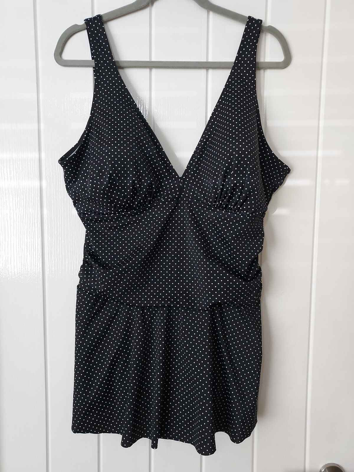 LADIES BLACK/WHITE POLKA DOT SKIRT SWIMMING COSTUME SIZE 22 eBay