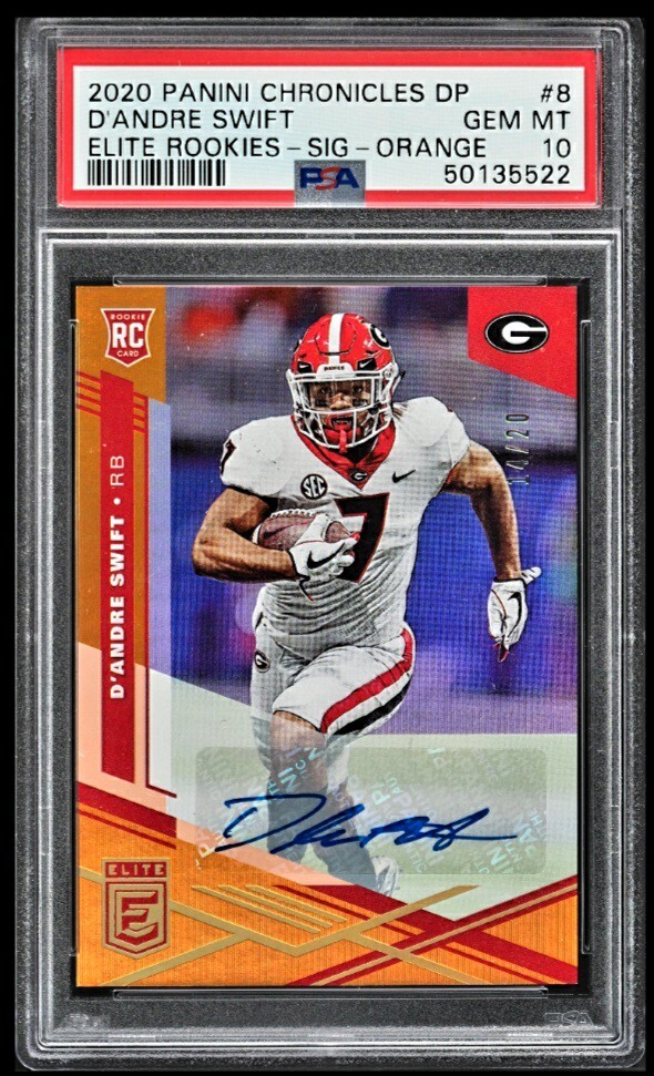 D'Andre Swift Panini Chronicles Draft Picks Elite Rookies #8 Signature-Orange