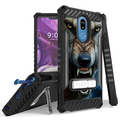 For LG Stylo 5 / 5+  Tri Shield Armor Kickstand Hybrid Case Wild Wolf