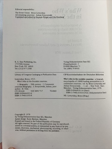 Who’s Who In The SOCIALIST Countries A Biographical Encyclopedia First Ed. 1978 - Picture 5 of 12
