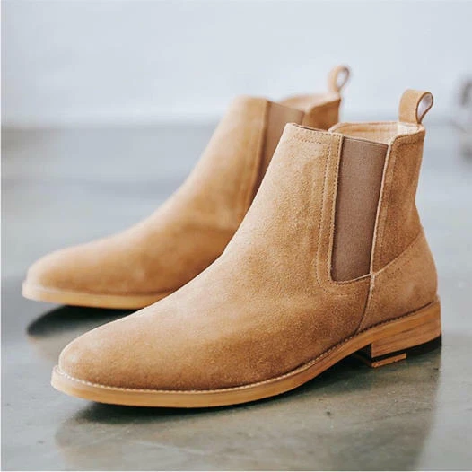 Handmade Mens Beige Color Suede Chelsea Boots, Men Ankle Boot eBay