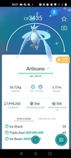 Pokémon Go Trade Shiny Articuno Level 50 & 3 Moves - 1 mill dust trade