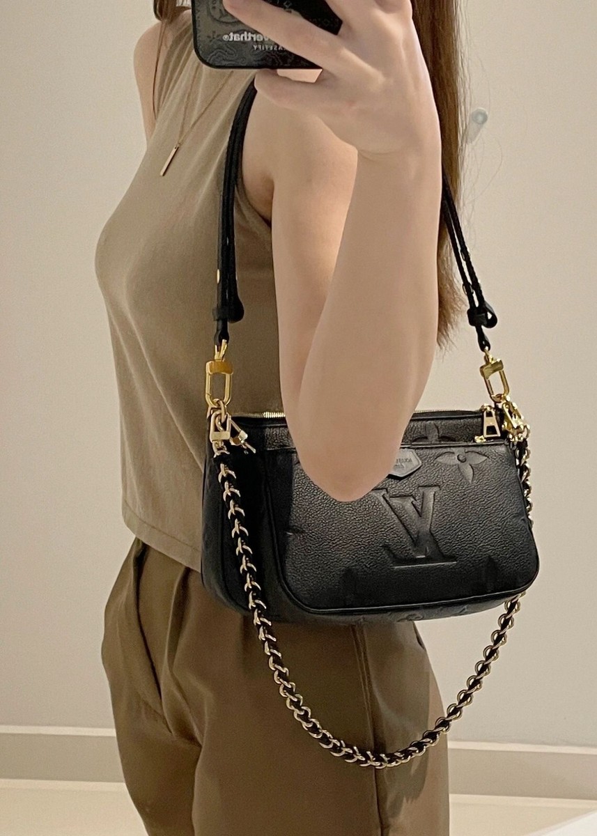 Leather Chain Short Shoulder Strap Black For LV Multi Pochette | eBay