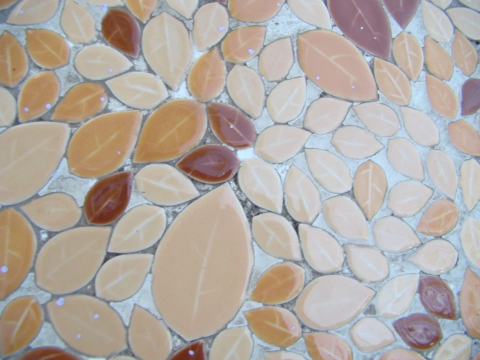 Vintage Modern Mosaic Kidney Shape Tile Coffee Table - Image 4 of 4